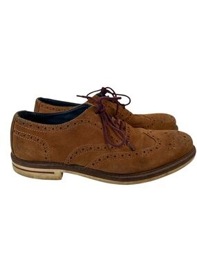 Chestnut Suede Wingtip Brogue Oxford Dress Shoes Leather Sole Mens EU41 Lace Up